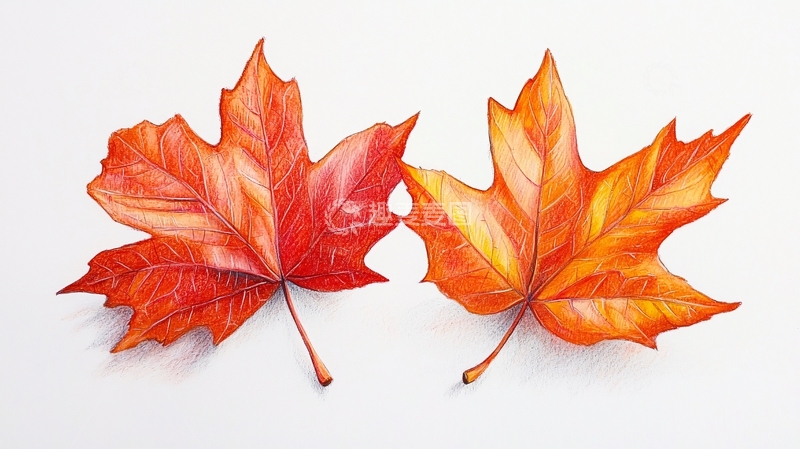 高清大图下载【趣麦麦图】手绘枫叶