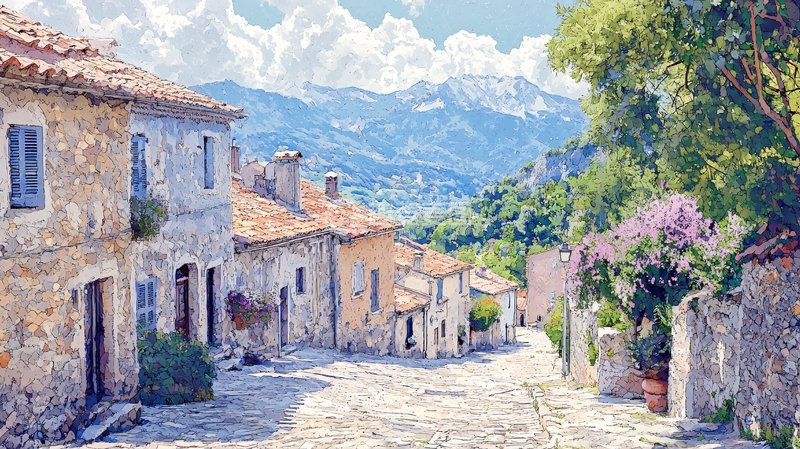 高清大图下载【趣麦麦图】山间小镇街道