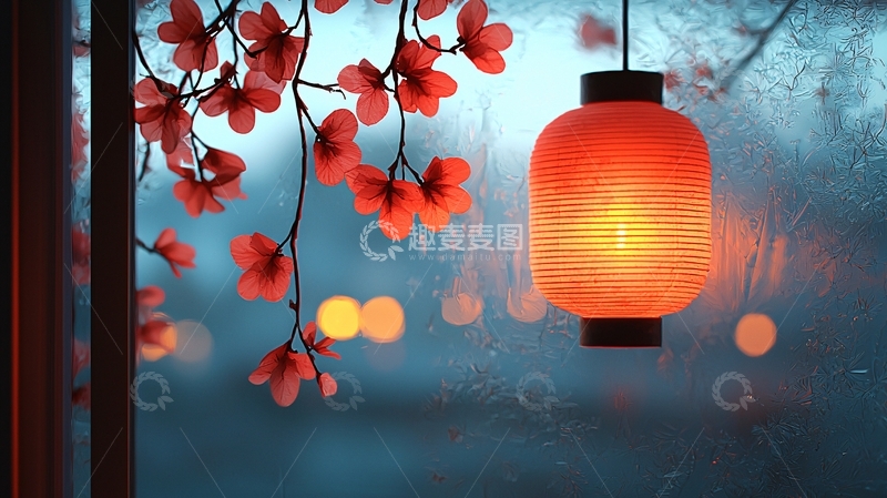 高清大图下载【趣麦麦图】雨夜红灯笼樱花