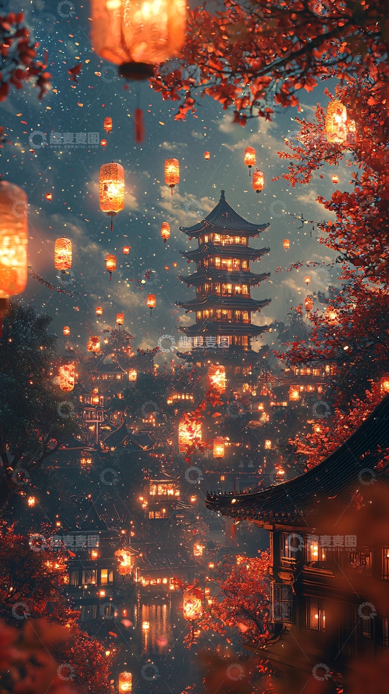 高清大图下载【趣麦麦图】古风夜景16