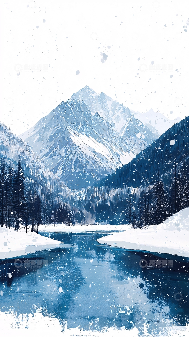 高清大图下载【趣麦麦图】雪山冰河