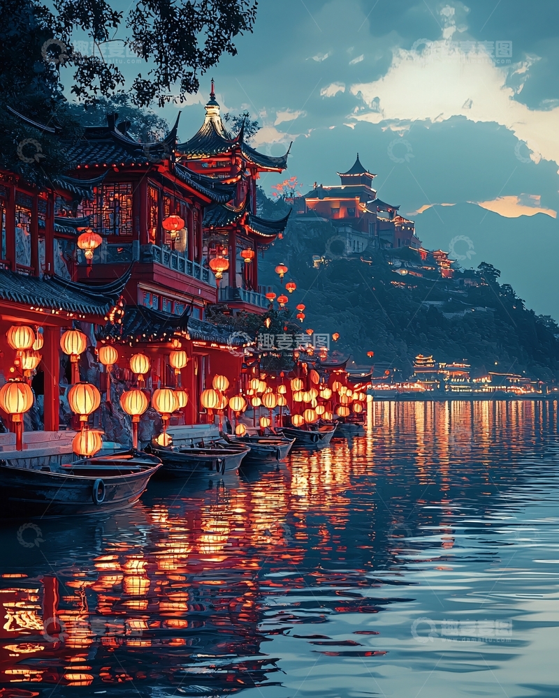 高清大图下载【趣麦麦图】中国古典建筑夜景