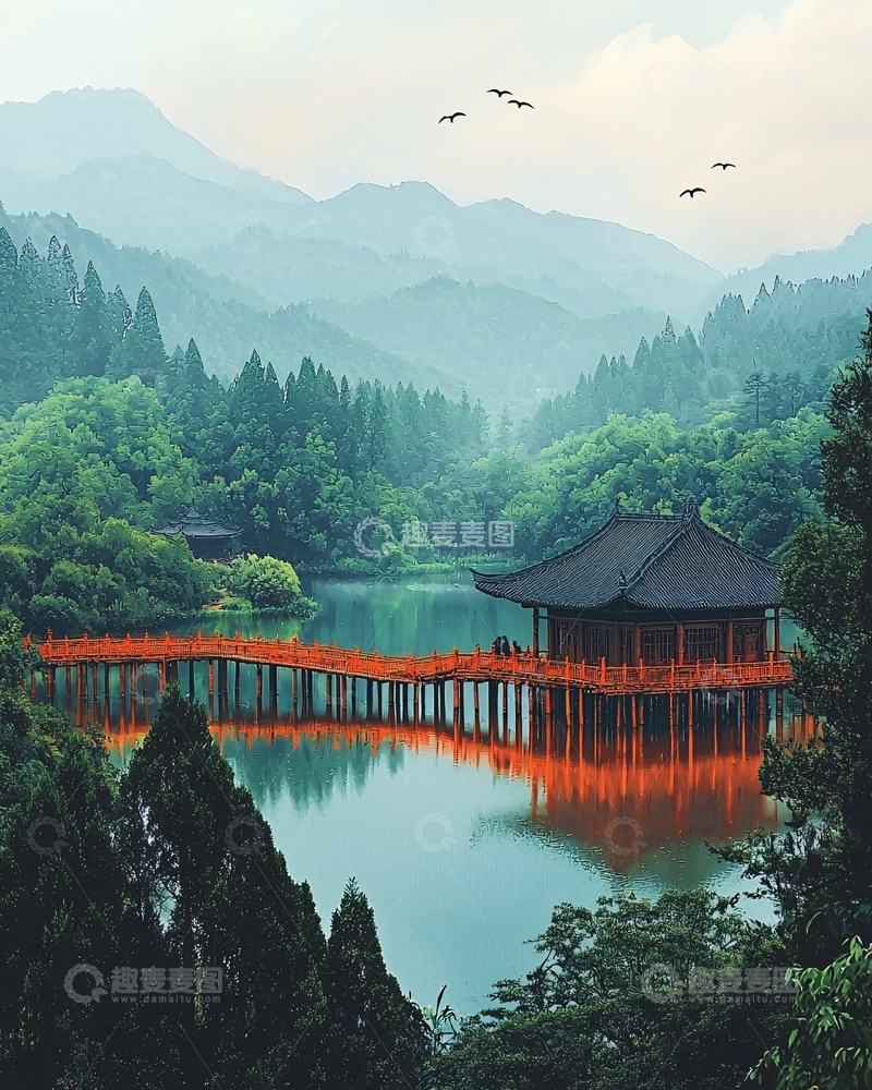 高清大图下载【趣麦麦图】仙境般宁静的山水风景