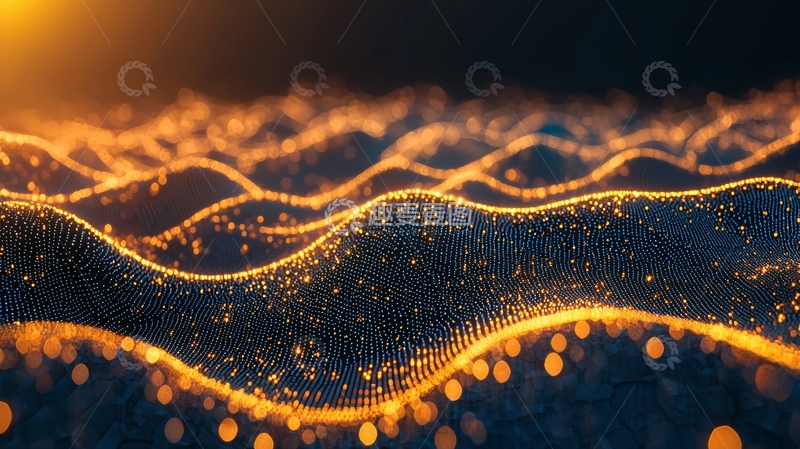 高清大图下载【趣麦麦图】金色波浪粒子