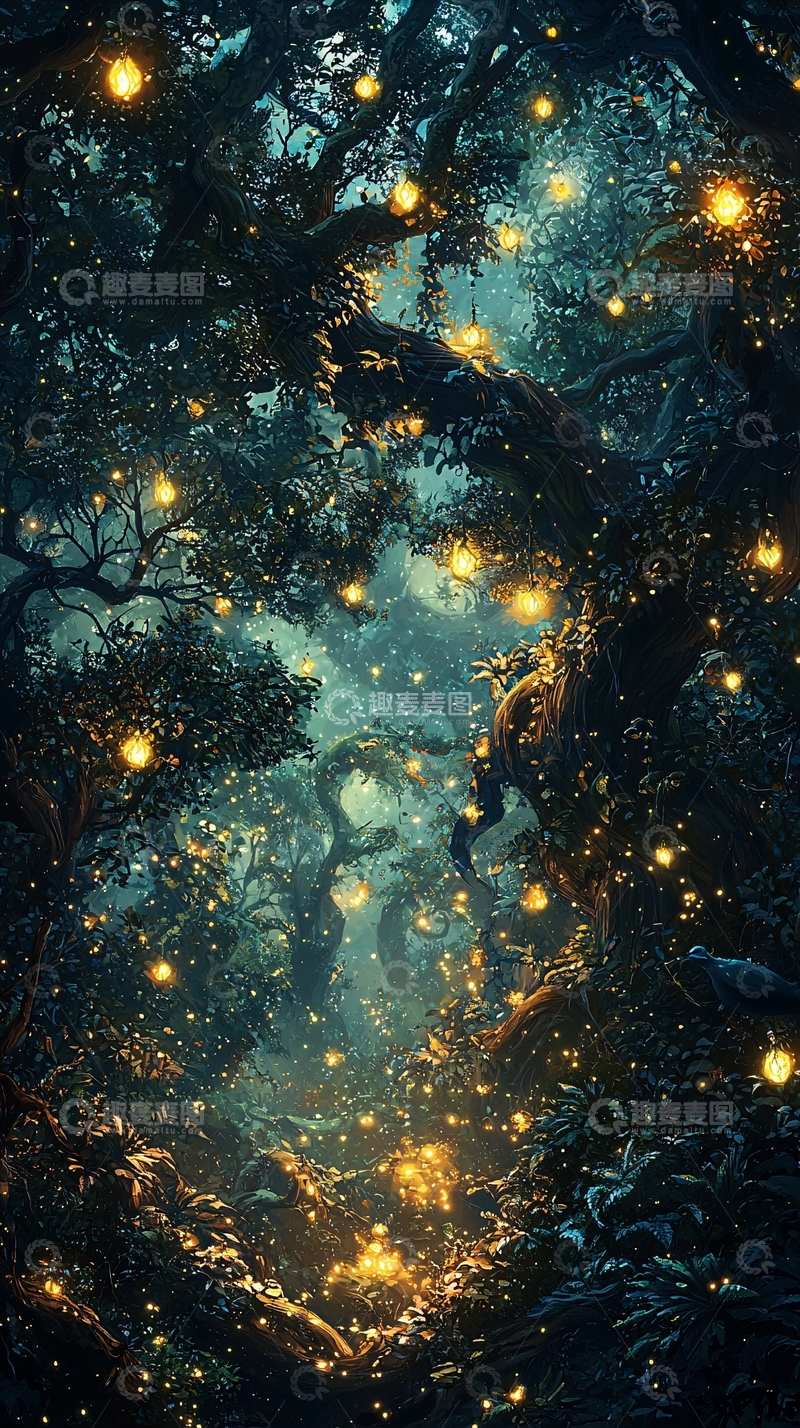 高清大图下载【趣麦麦图】萤火虫森林26