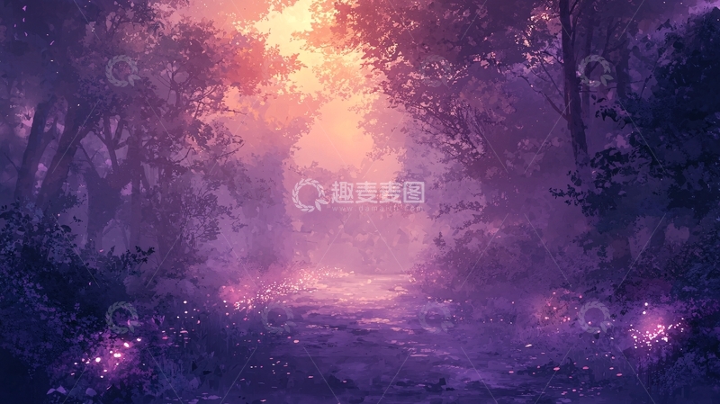 高清大图下载【趣麦麦图】梦幻紫色森林小路