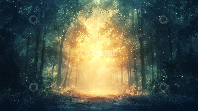 高清大图下载【趣麦麦图】森林小路光线