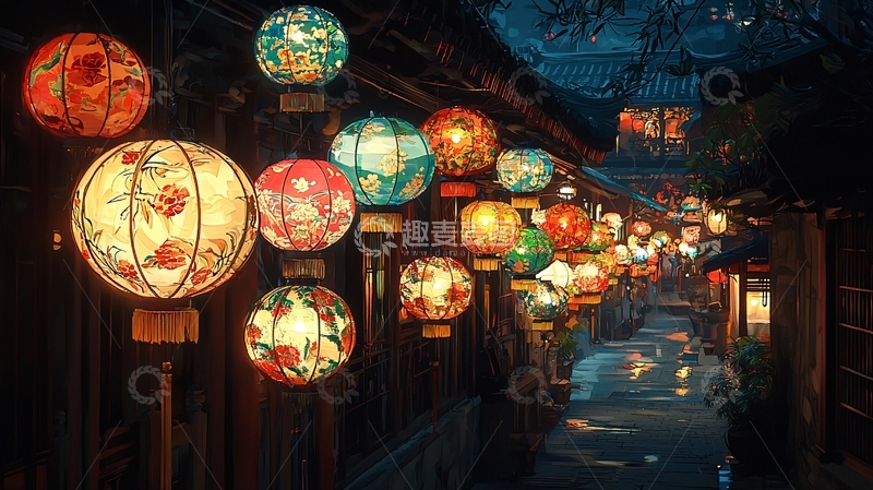 高清大图下载【趣麦麦图】彩灯夜景
