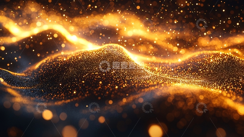 高清大图下载【趣麦麦图】金色粒子波浪