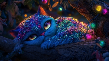 梦幻蓝猫圣诞树下