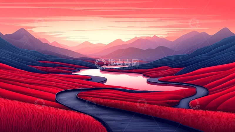 高清大图下载【趣麦麦图】红色山峦