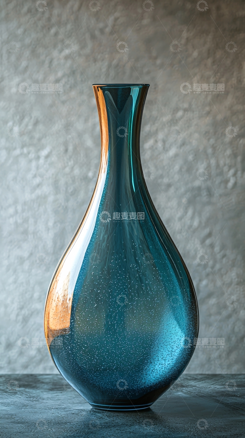 高清大图下载【趣麦麦图】蓝色玻璃花瓶