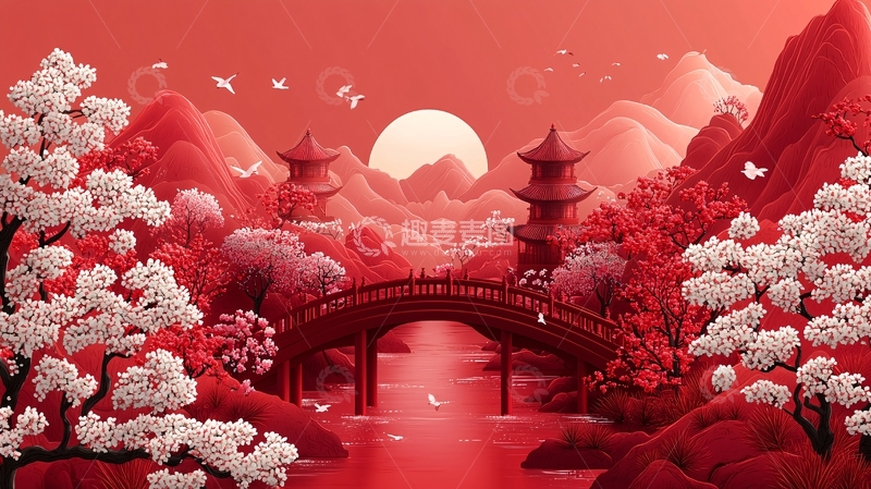 高清大图下载【趣麦麦图】红枫染山