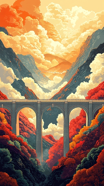 秋日山谷高架桥
