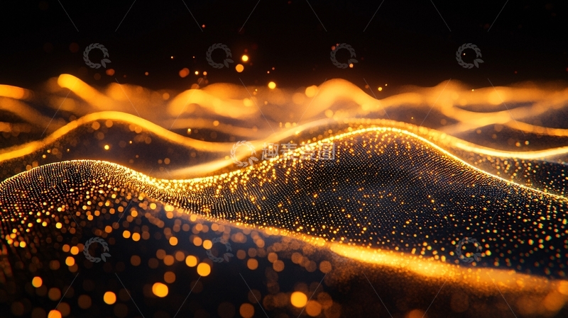 高清大图下载【趣麦麦图】金色粒子波浪
