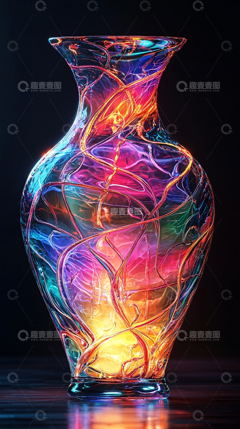 高清大图下载【趣麦麦图】彩色玻璃花瓶