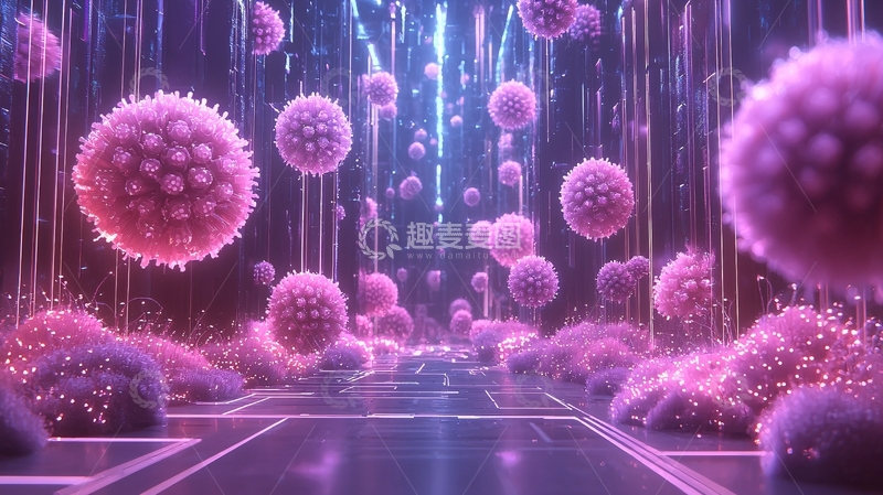 高清大图下载【趣麦麦图】紫色病毒球体