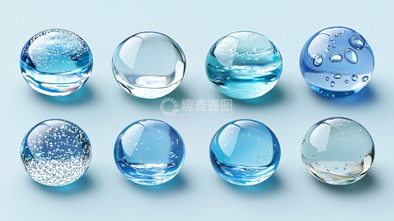高清大图下载【趣麦麦图】蓝色水珠球体