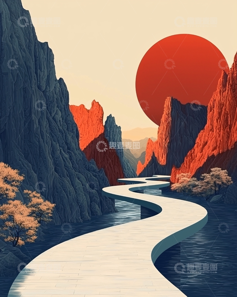 高清大图下载【趣麦麦图】抽象山水画