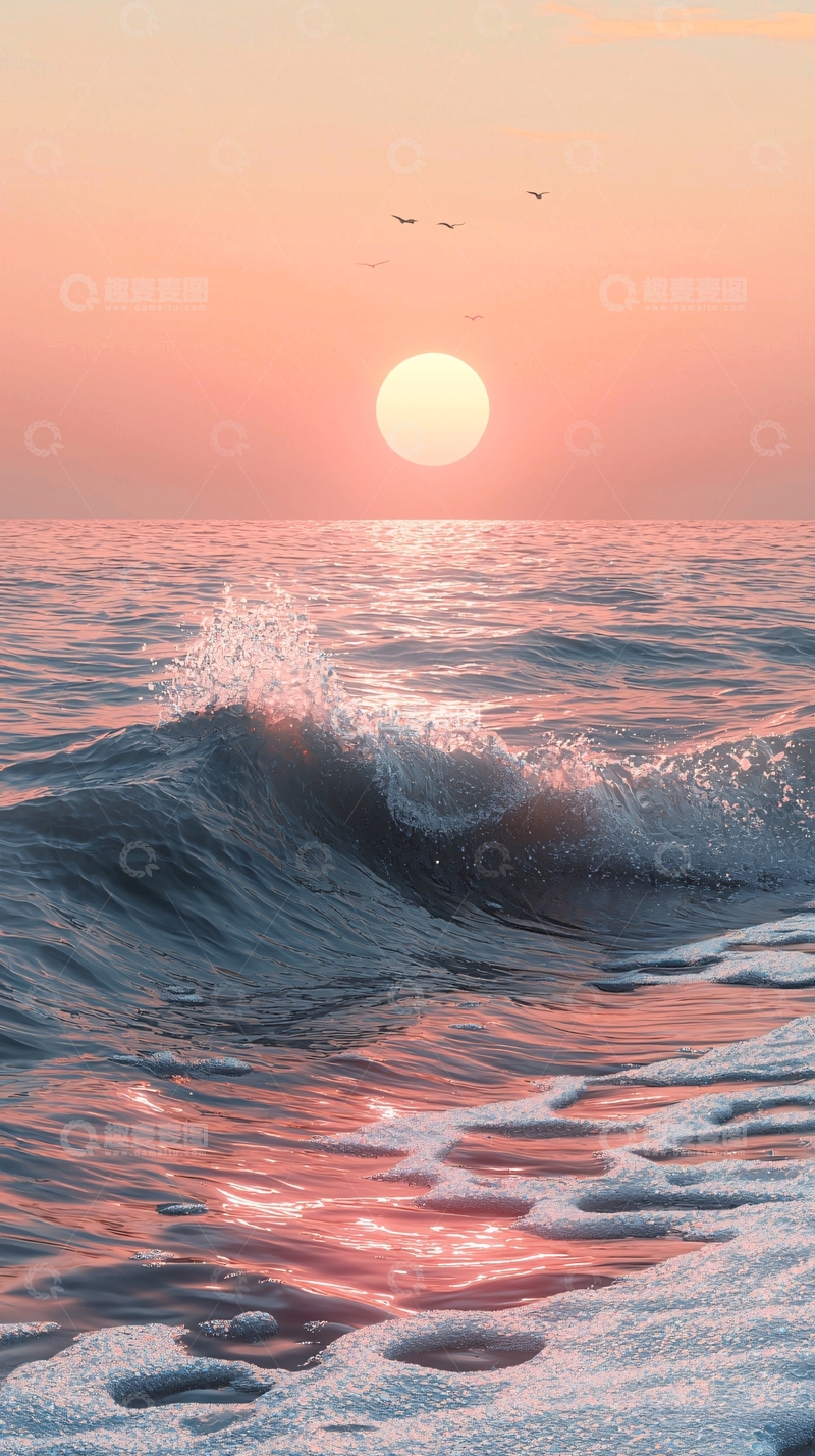 高清大图下载【趣麦麦图】日落海浪