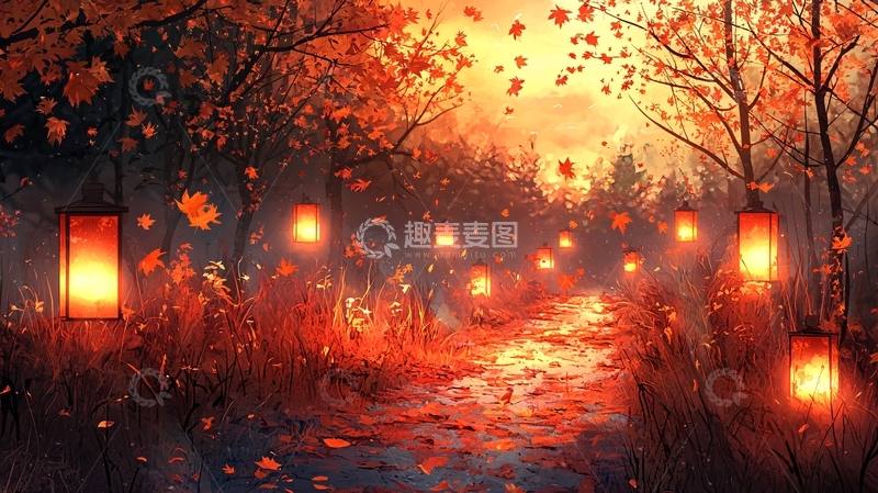 高清大图下载【趣麦麦图】秋季森林小路