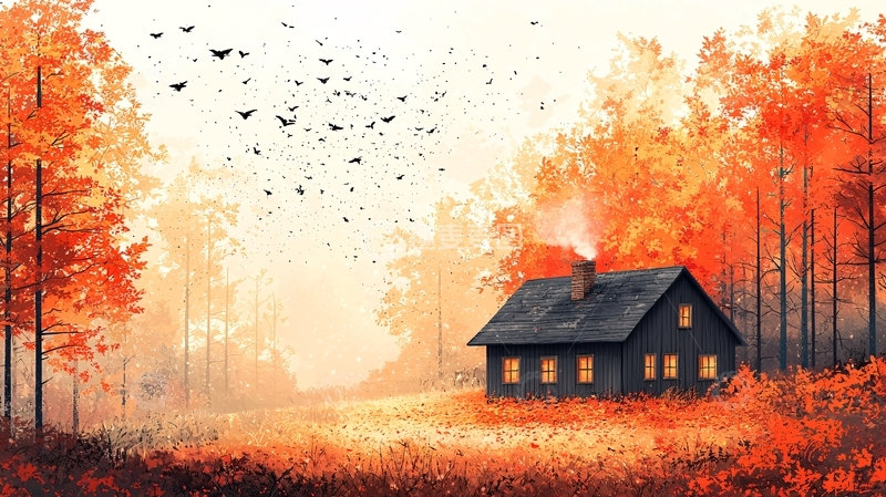 高清大图下载【趣麦麦图】秋季小屋