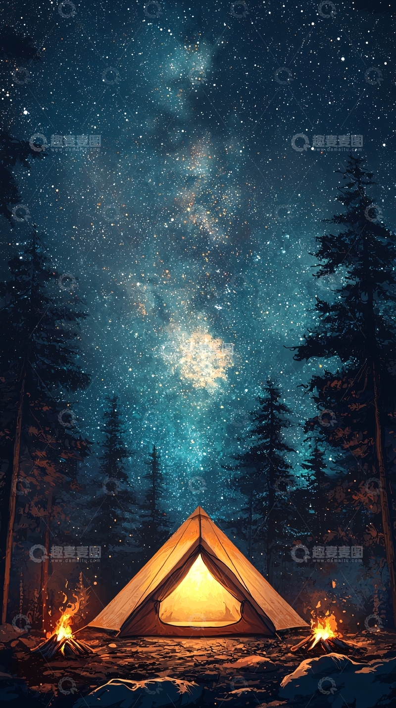 高清大图下载【趣麦麦图】星空下的帐篷