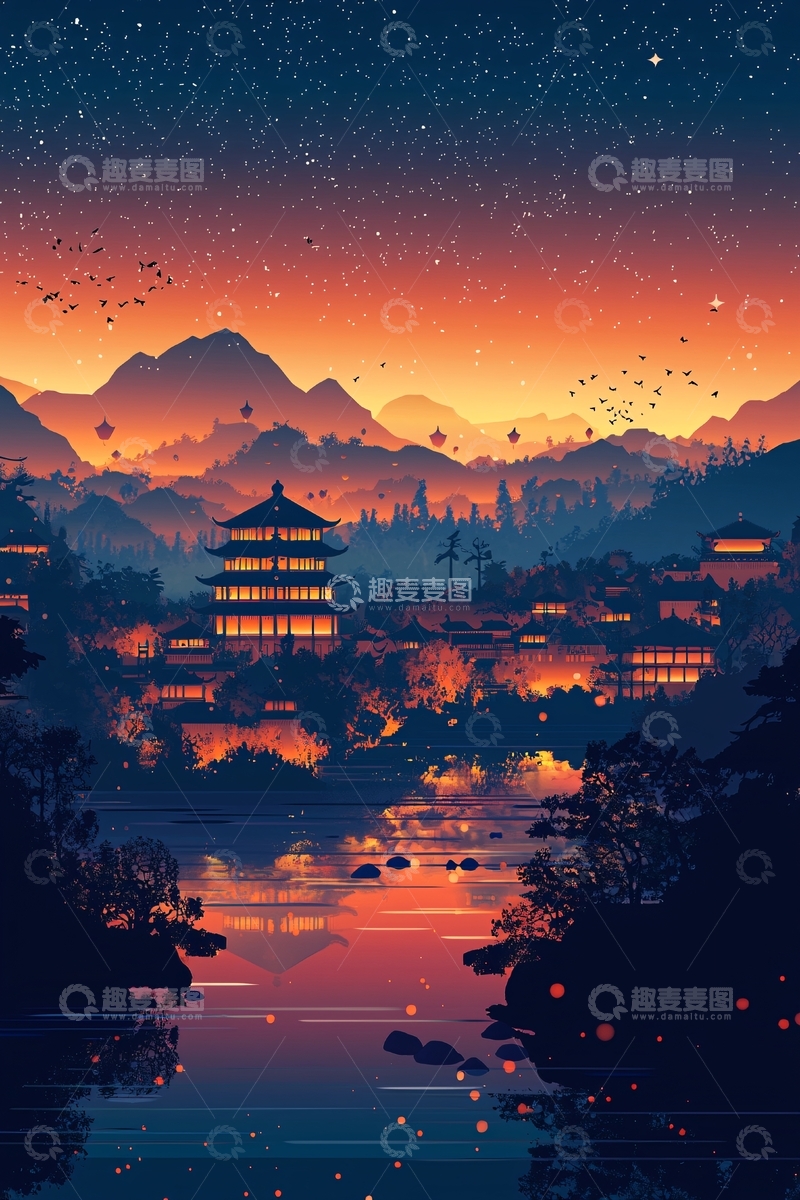 高清大图下载【趣麦麦图】唯美意境山水画8