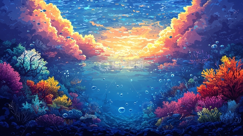 高清大图下载【趣麦麦图】梦幻海底珊瑚世界