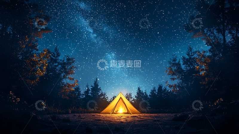 高清大图下载【趣麦麦图】星空下的帐篷
