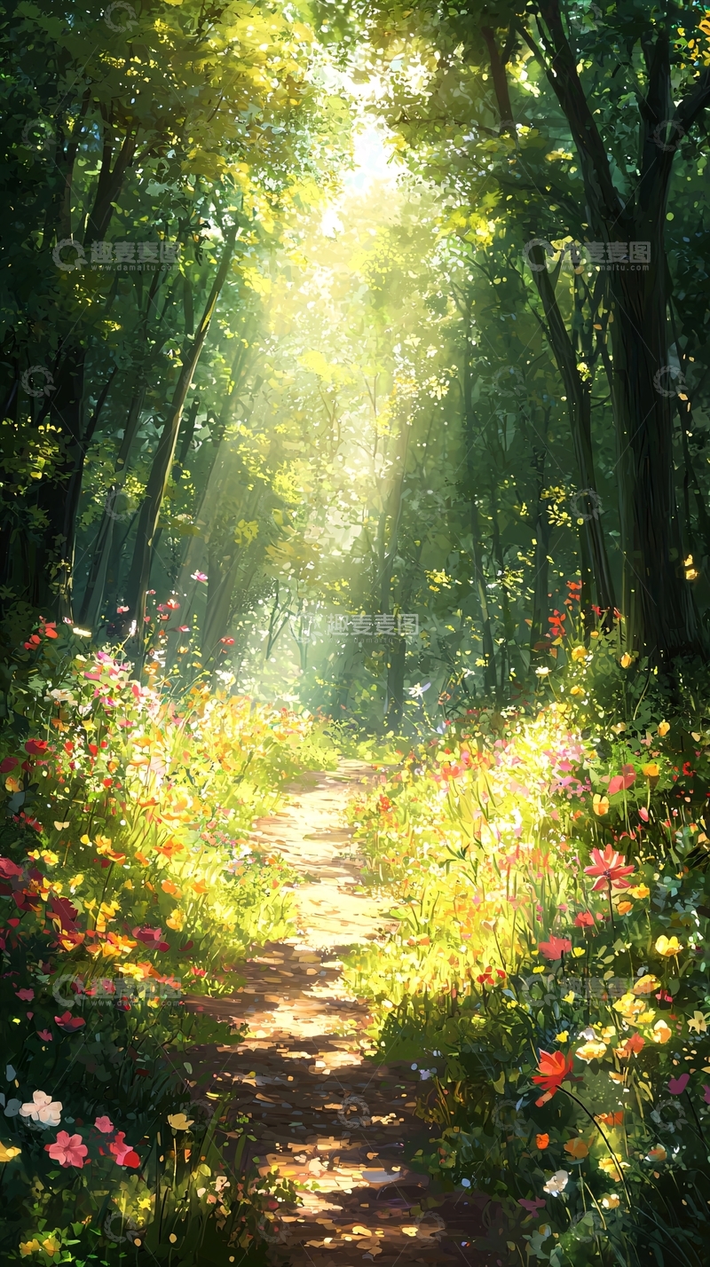 高清大图下载【趣麦麦图】阳光森林小路