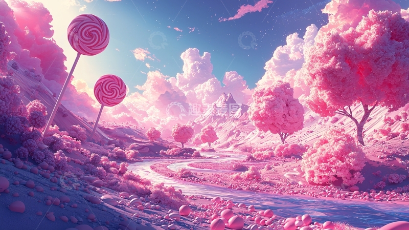 高清大图下载【趣麦麦图】粉色梦幻糖果世界