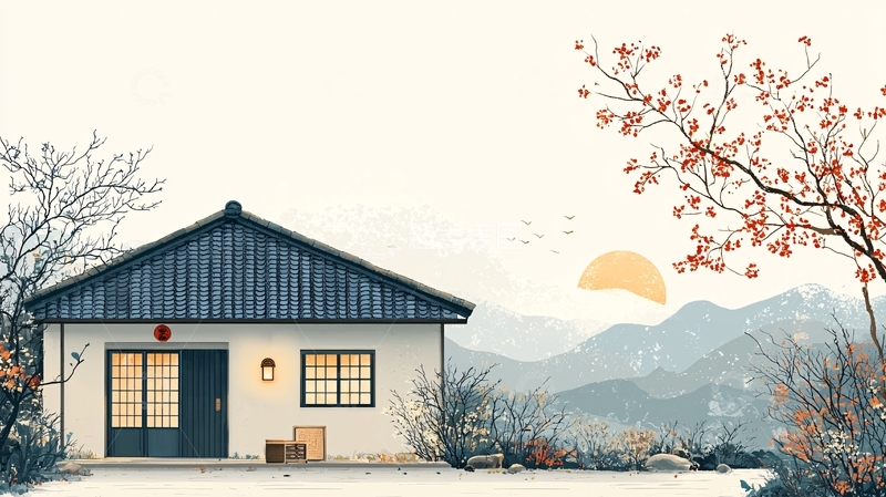 高清大图下载【趣麦麦图】-水墨风房屋