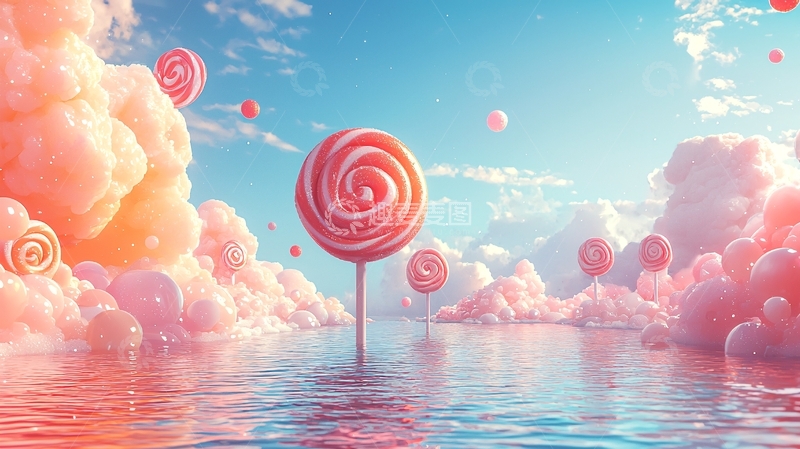 高清大图下载【趣麦麦图】粉色棉花糖天空