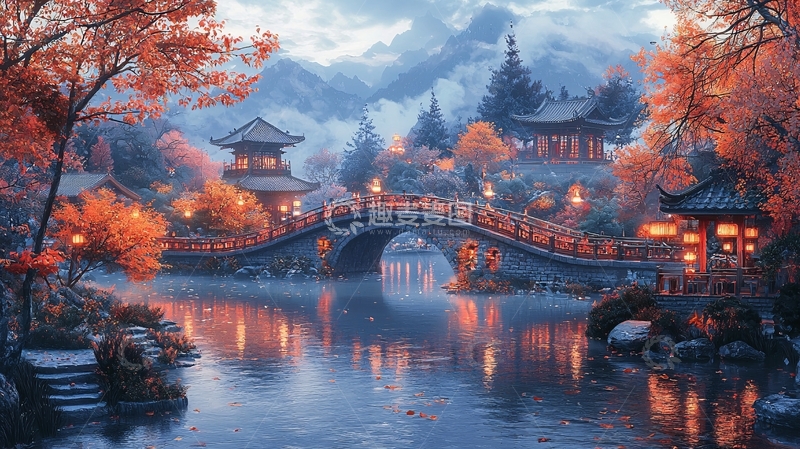 高清大图下载【趣麦麦图】秋日古镇