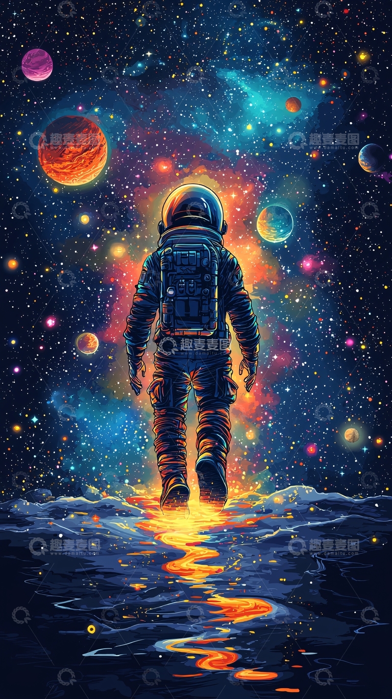 高清大图下载【趣麦麦图】宇航员太空漫步