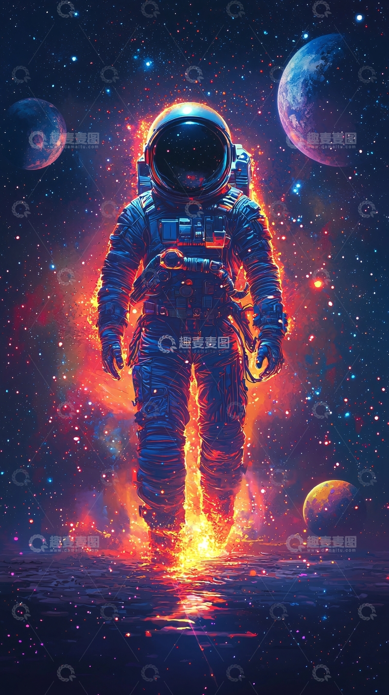 高清大图下载【趣麦麦图】燃烧的宇航员