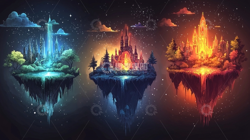 高清大图下载【趣麦麦图】漂浮岛屿