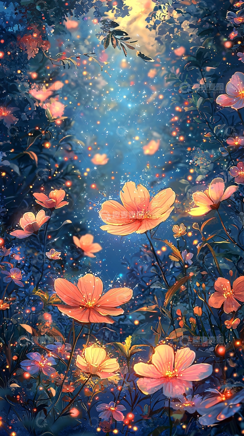 高清大图下载【趣麦麦图】梦幻萤火花海