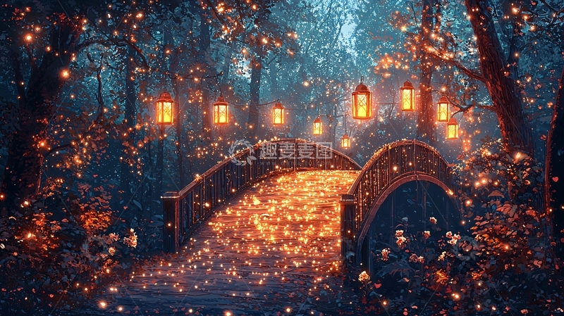 高清大图下载【趣麦麦图】梦幻森林小桥