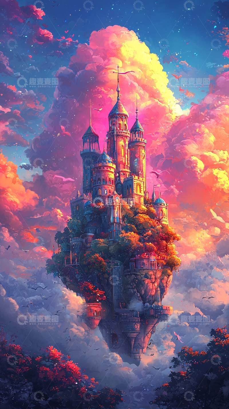 高清大图下载【趣麦麦图】云端上的梦幻城堡
