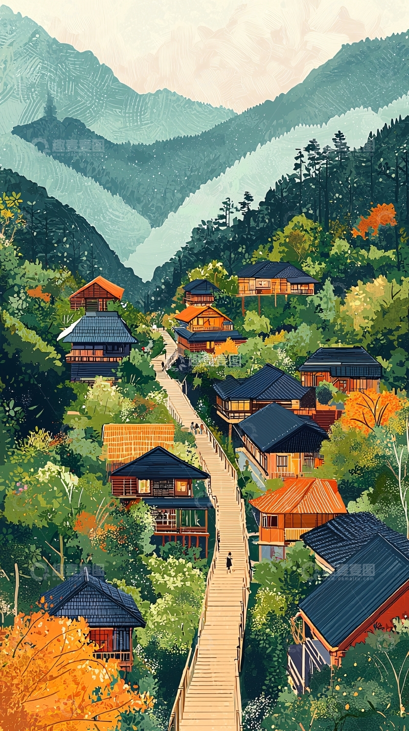 高清大图下载【趣麦麦图】山村小路