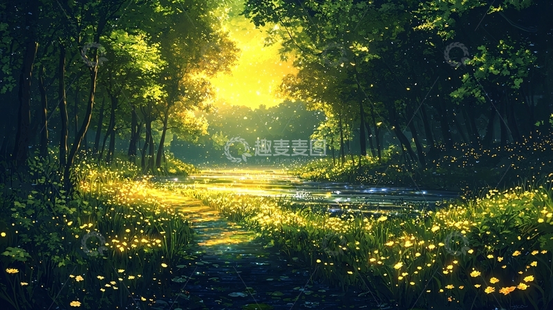 高清大图下载【趣麦麦图】阳光森林小溪