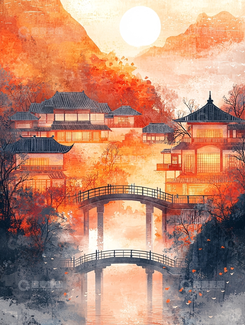 高清大图下载【趣麦麦图】水墨山水画674