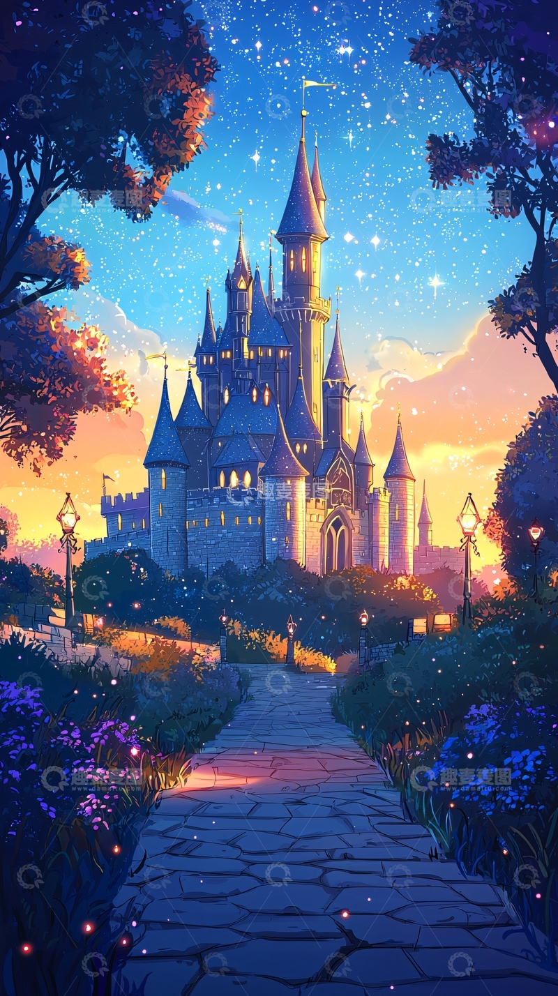 高清大图下载【趣麦麦图】星空下的童话城堡
