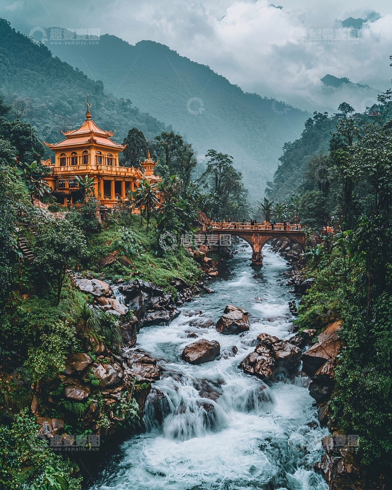 高清大图下载【趣麦麦图】山间古建筑