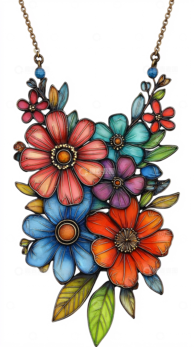 高清大图下载【趣麦麦图】彩色花卉项链