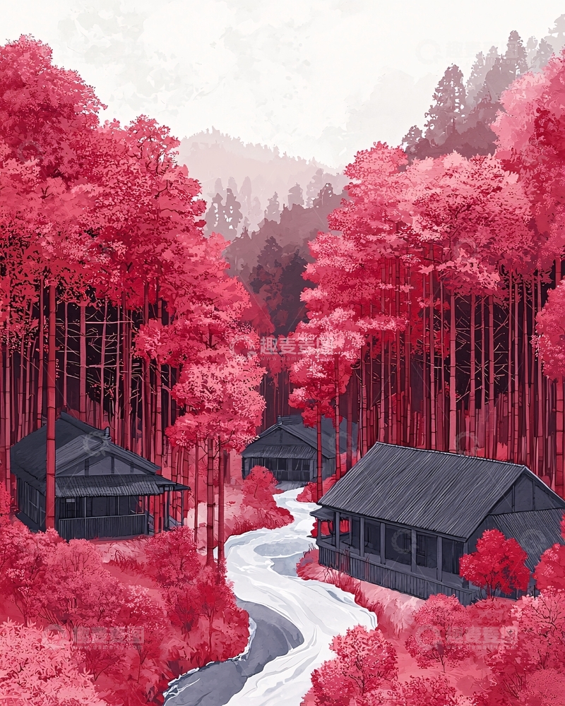 高清大图下载【趣麦麦图】粉色森林