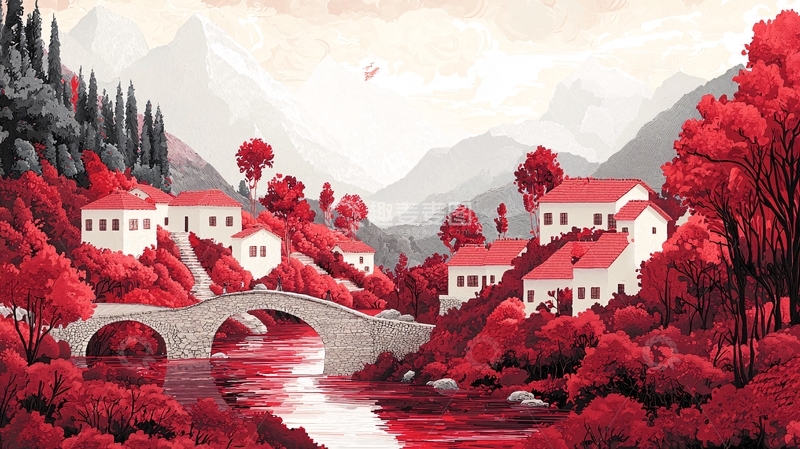 高清大图下载【趣麦麦图】红色调乡村风景