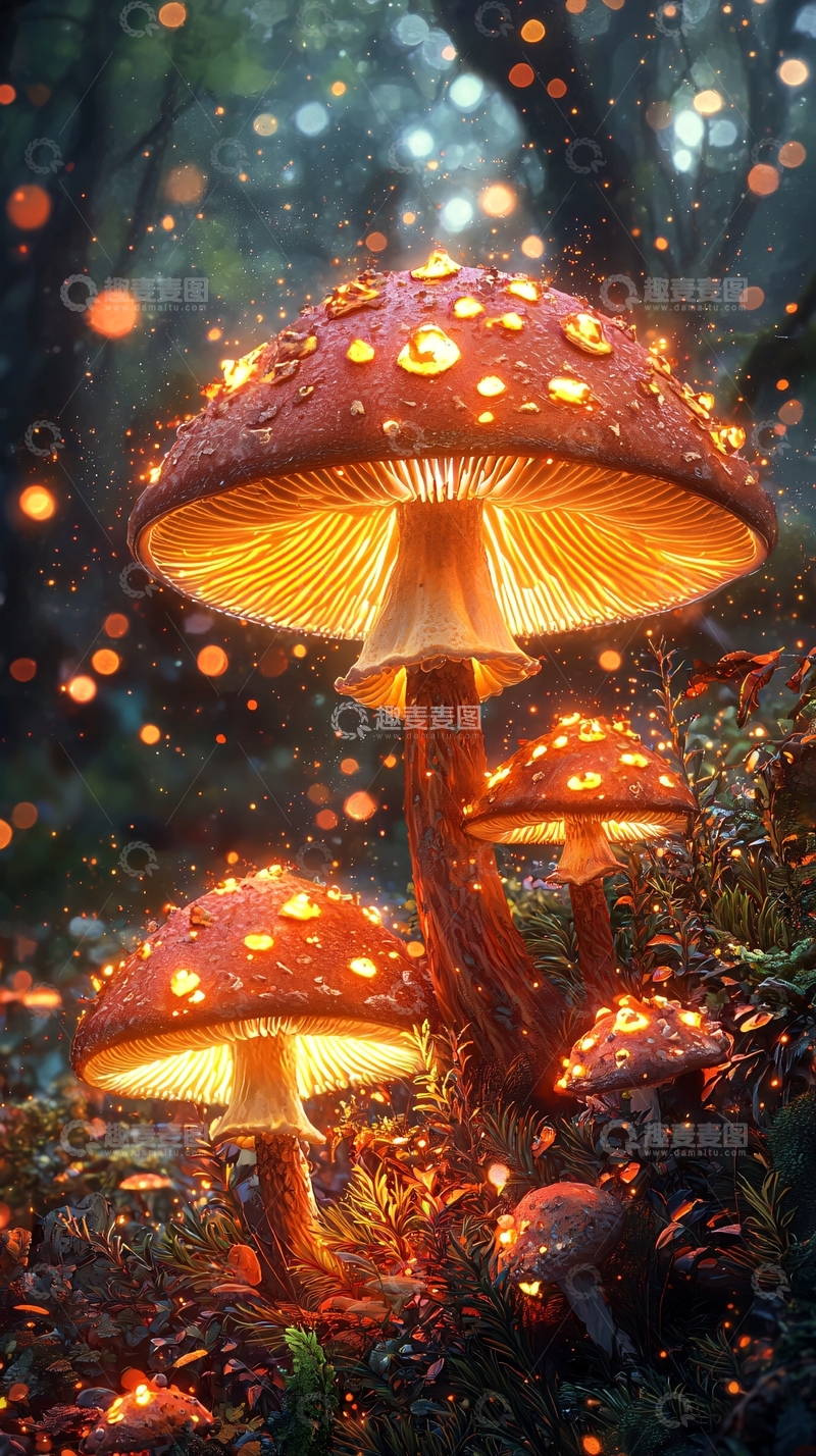 高清大图下载【趣麦麦图】发光蘑菇